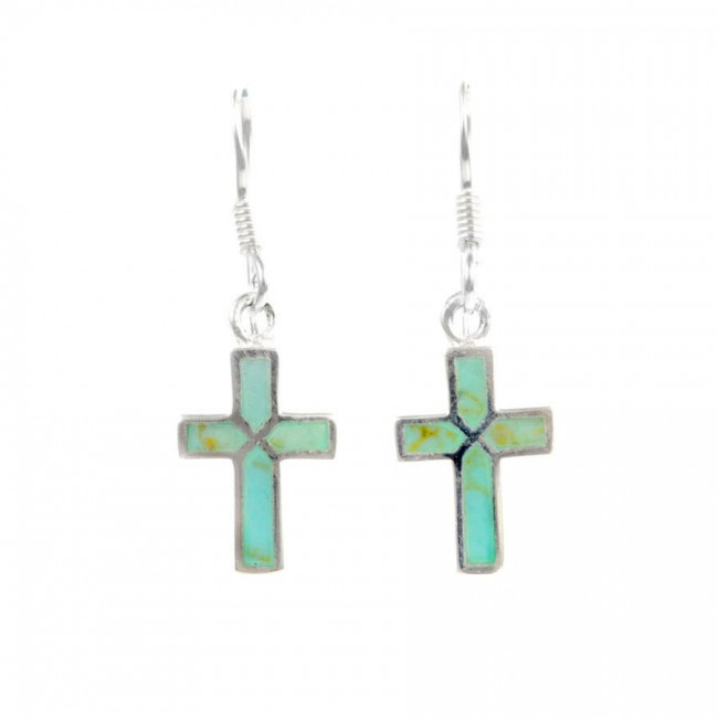 Boucles d'oreilles croix pendante incrustation pierres - BIJOUX ARGENT - Boutique Nirvana