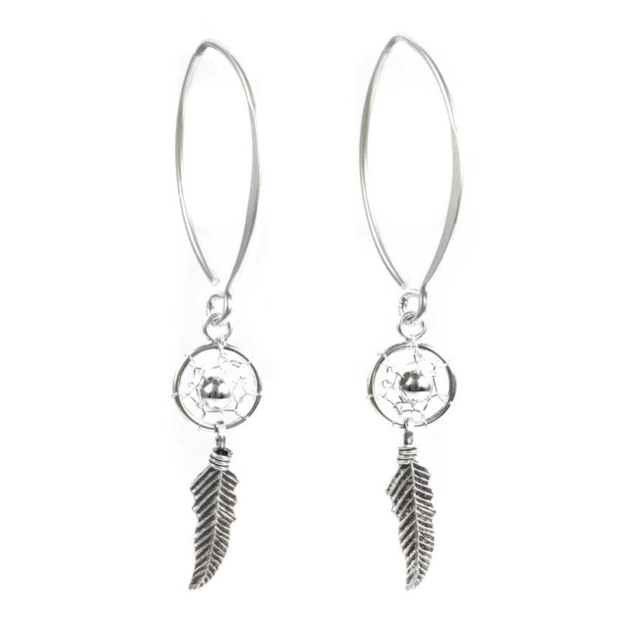 Boucles d'oreilles capteur de rêve - col de cygne - Silver Jewellery - Boutique Nirvana