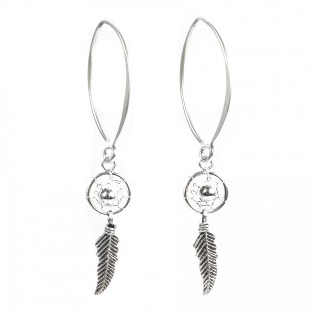 Boucles d'oreilles capteur de rêve - col de cygne - Silver Jewellery - Boutique Nirvana