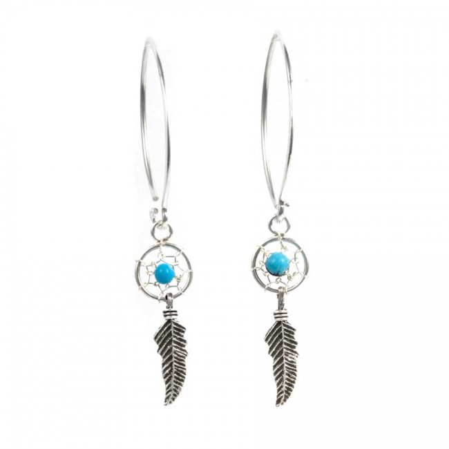 Boucles d'oreilles capteur de rêve - col de cygne - Silver Jewellery - Boutique Nirvana