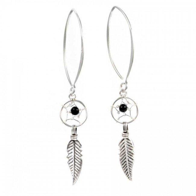 Boucles d'oreilles capteur de rêve - col de cygne - Silver Jewellery - Boutique Nirvana