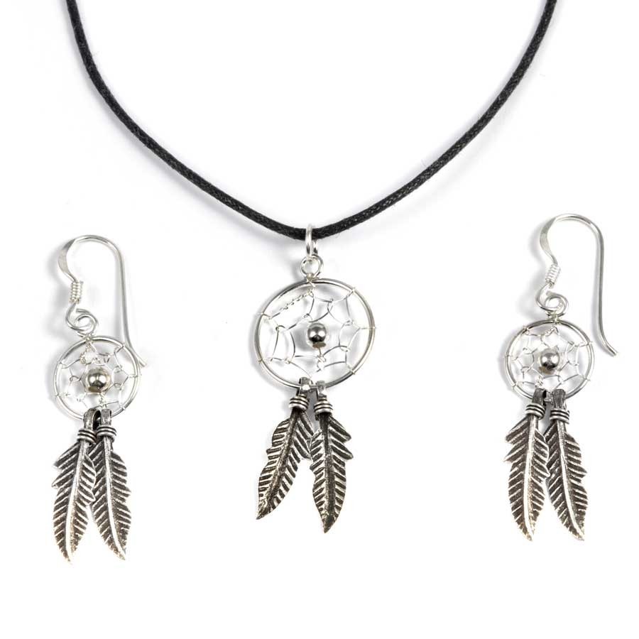 Boucles d'oreilles capteur de rêves double plume - BIJOUX ARGENT - Boutique Nirvana
