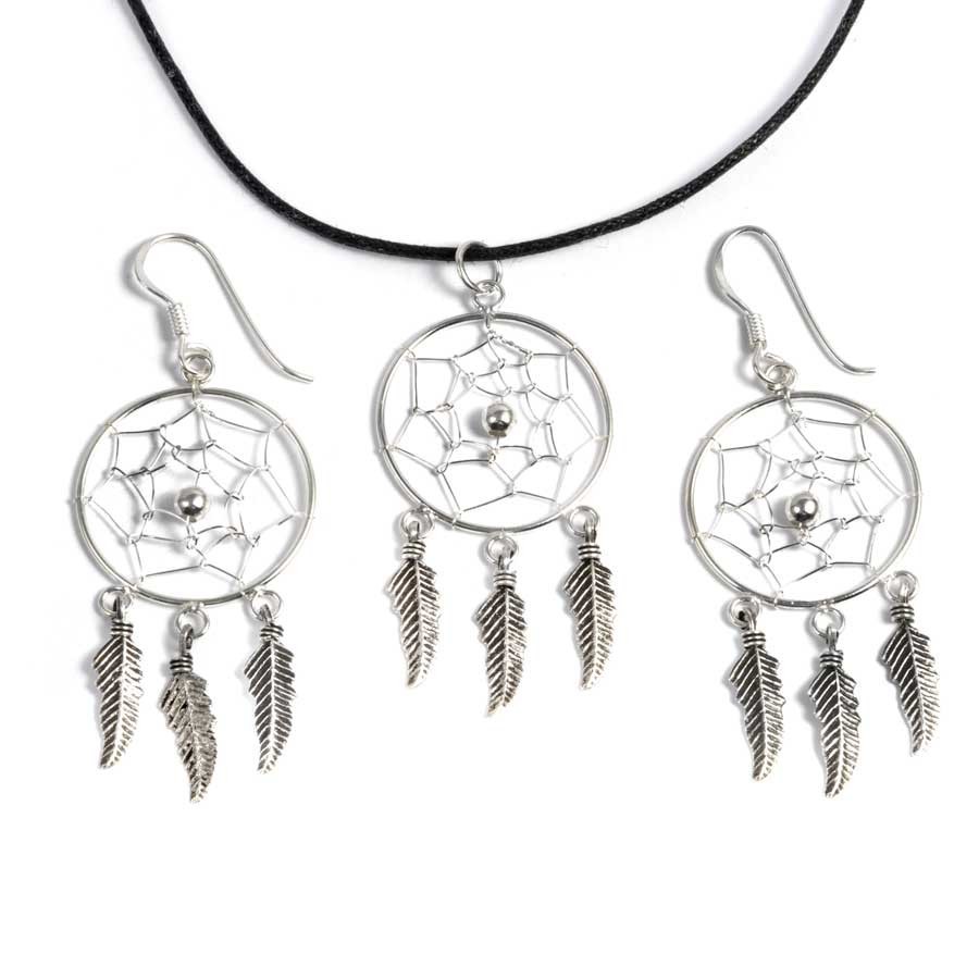 Pendentif capteur de rêve 3 plumes - Silver Jewellery - Boutique Nirvana