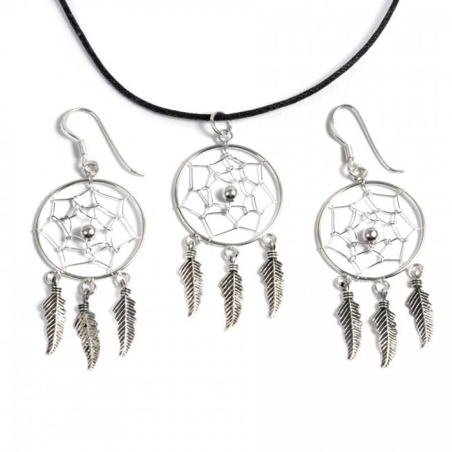 Pendentif capteur de rêve 3 plumes - Silver Jewellery - Boutique Nirvana