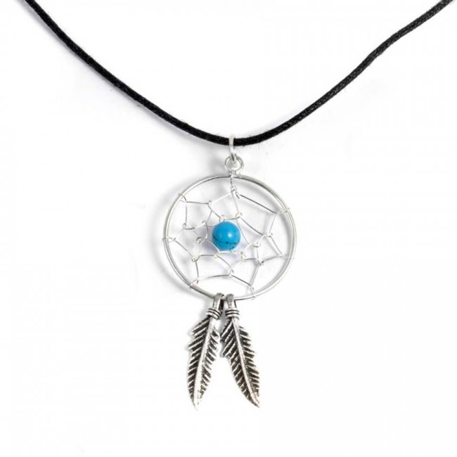 Pendentif grand capteurs de rêves 2 plumes - Silver Jewellery - Boutique Nirvana