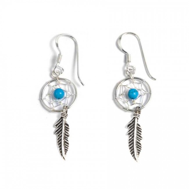 Boucles d'oreilles petits "dream catcher" argent Meika - BIJOUX ARGENT - Boutique Nirvana