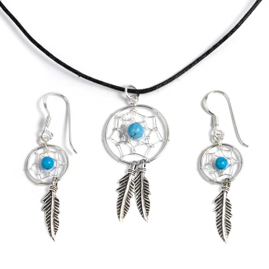 Pendentif moyen capteurs de rêves 2 plumes - Silver Jewellery - Boutique Nirvana