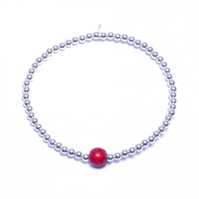 Bracelets élastiques perles d'argent moyennes et pierre naturelle - 0 - Boutique Nirvana