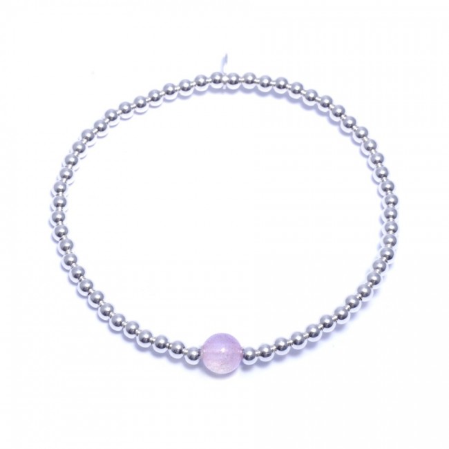 Bracelets élastiques perles d'argent moyennes et pierre naturelle - 0 - Boutique Nirvana