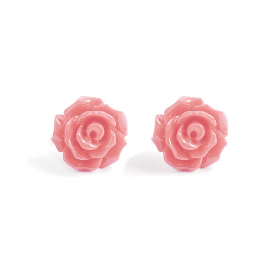 Coloured Rose Stud Earrings - Silver Jewellery - Boutique Nirvana