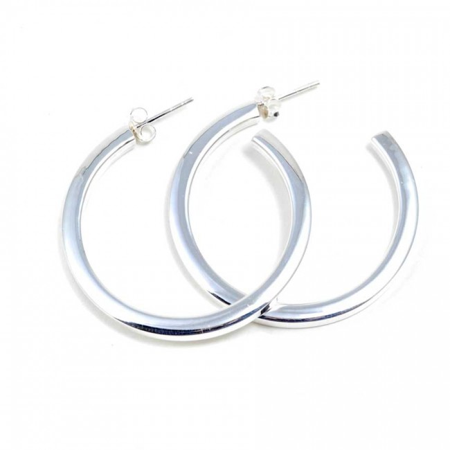 Créoles carrées épaisses - Silver Jewellery - Boutique Nirvana