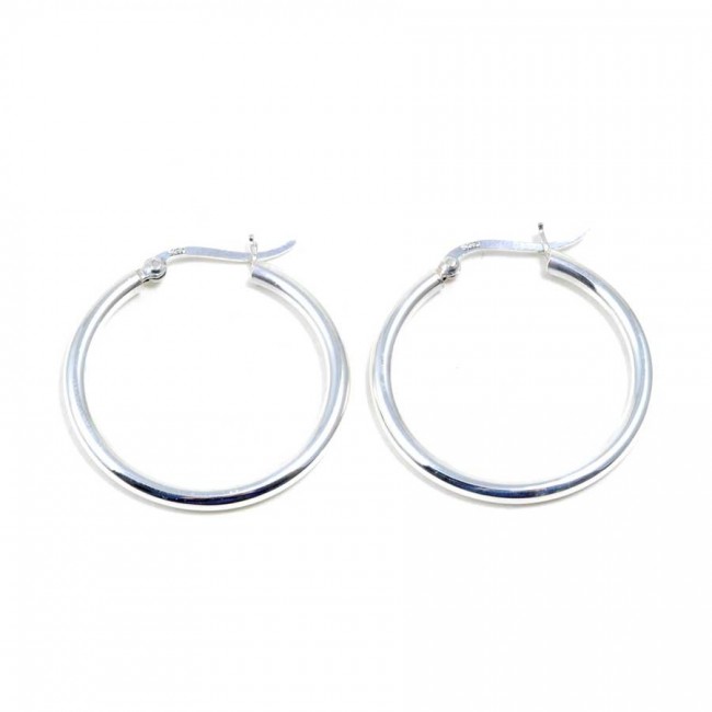 Créoles arrondies - 3 cm - Silver Jewellery - Boutique Nirvana
