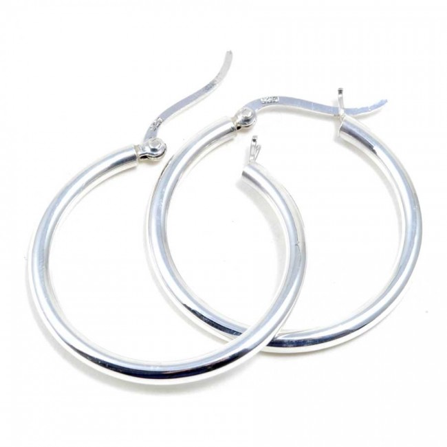 Créoles arrondies - 3 cm - Silver Jewellery - Boutique Nirvana