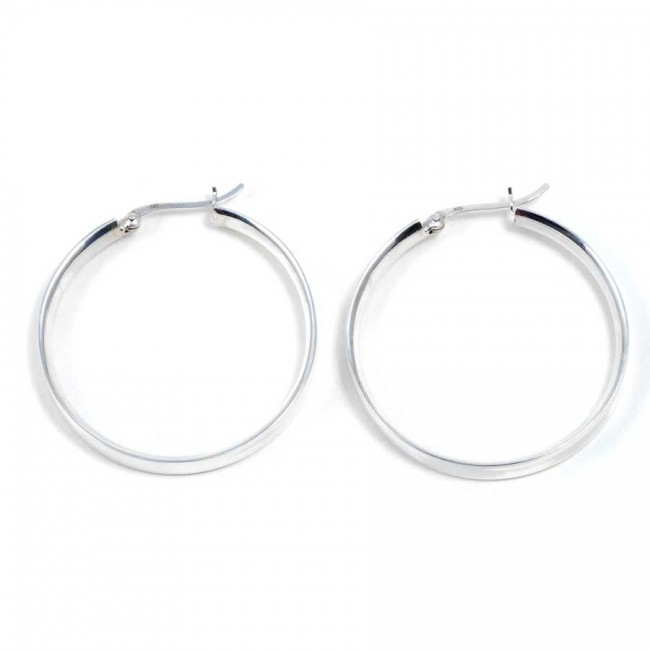 Créoles plates - 3,9 cm - Silver Jewellery - Boutique Nirvana