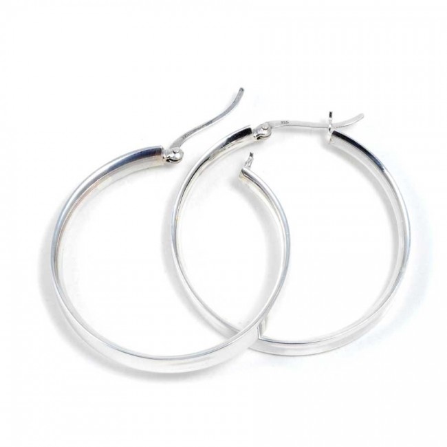 Créoles plates - 3,9 cm - Silver Jewellery - Boutique Nirvana