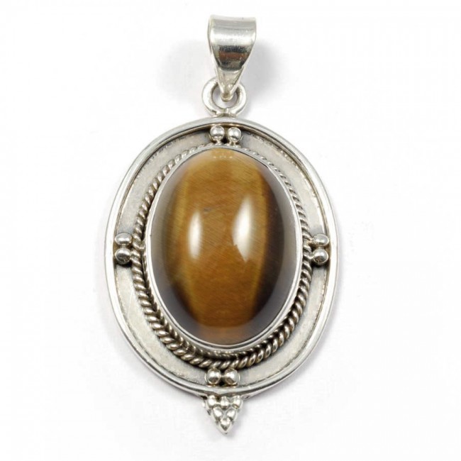 Pendentif pierre et argent avec bordure - BIJOUX ARGENT - Boutique Nirvana