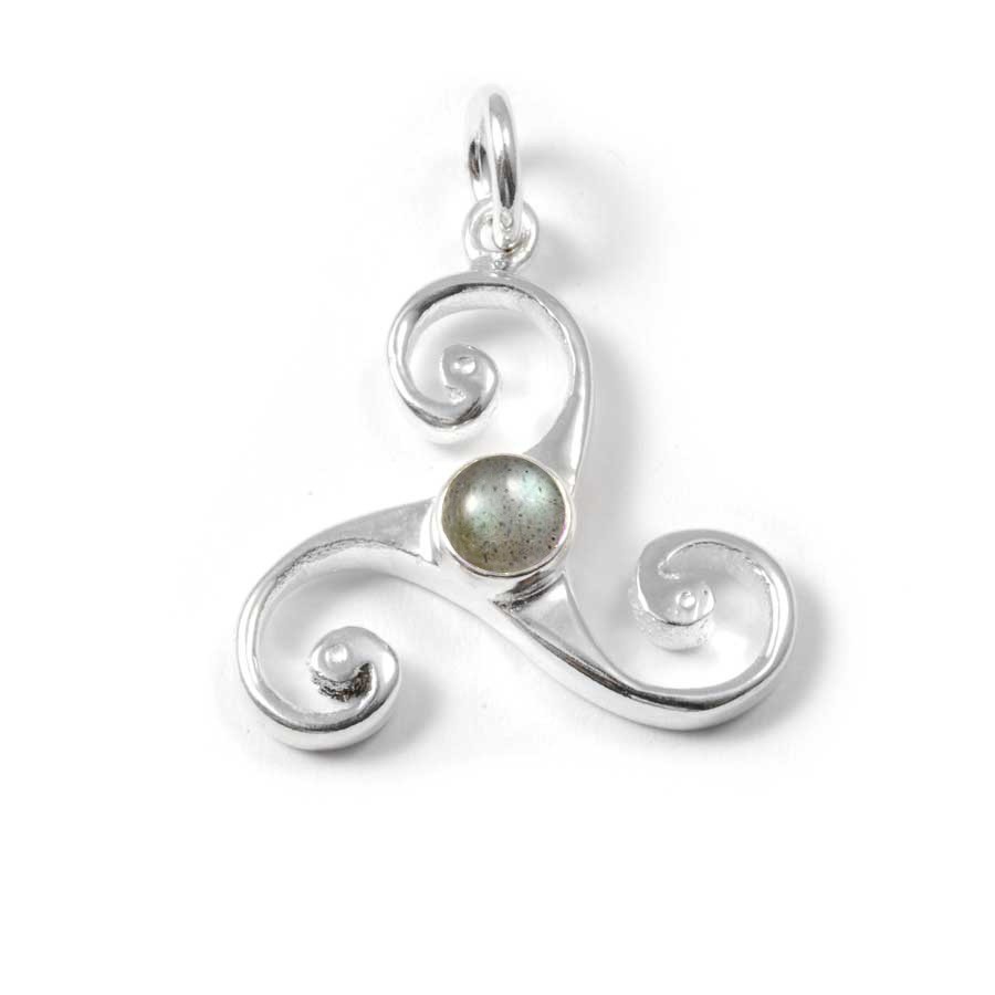 Pendentif triskel en argent avec Pierre - BIJOUX ARGENT - Boutique Nirvana