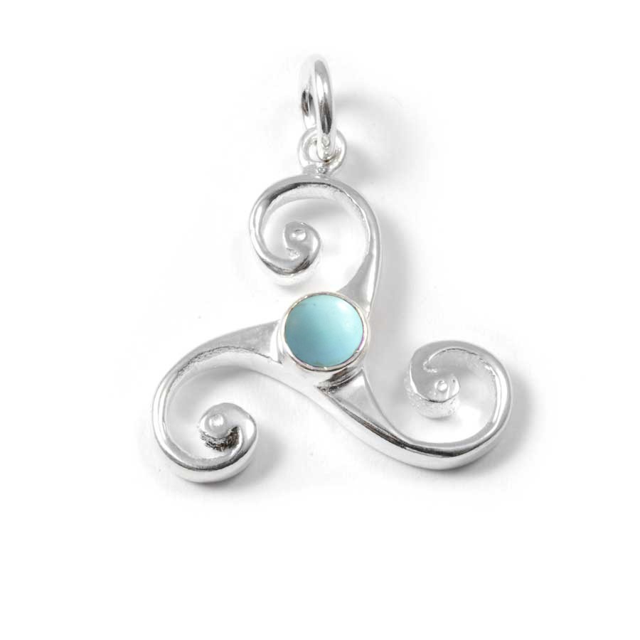 Celtic Triple Spiral Pendant with Gemstone - Silver Jewellery - Boutique Nirvana