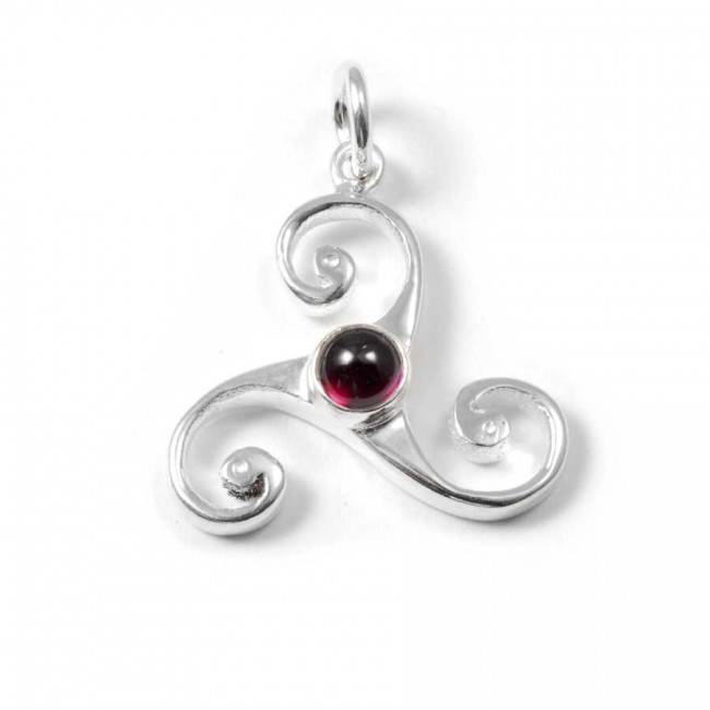Celtic Triple Spiral Pendant with Gemstone - Silver Jewellery - Boutique Nirvana