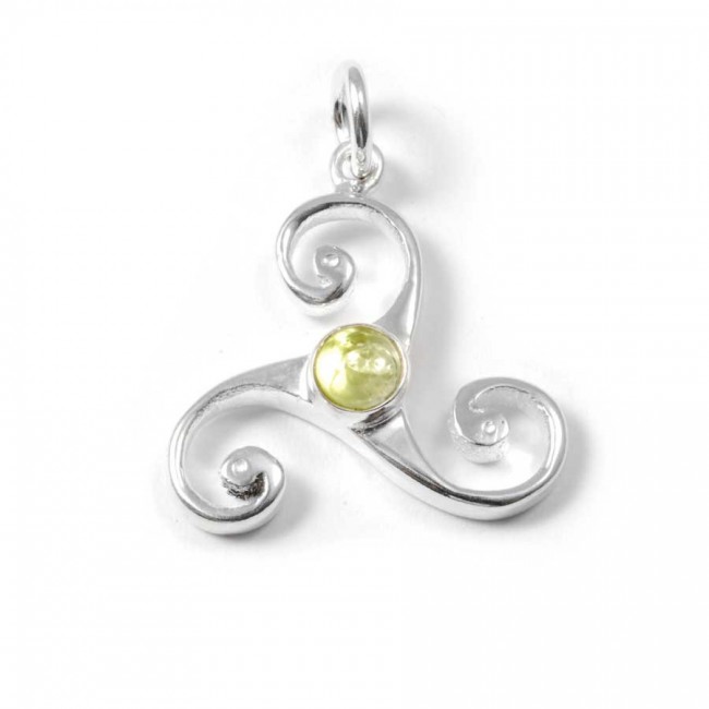Celtic Triple Spiral Pendant with Gemstone - Silver Jewellery - Boutique Nirvana