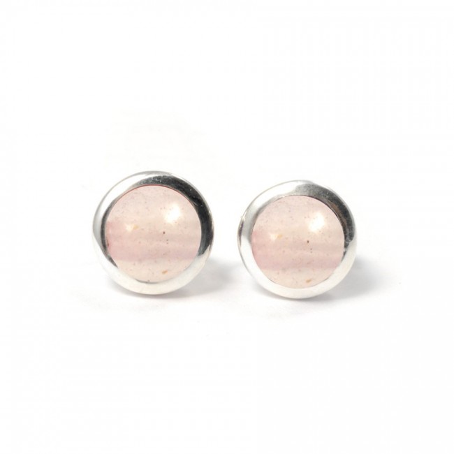 Boucles d'oreilles pierre ronde avec contour d'argent - BIJOUX ARGENT - Boutique Nirvana