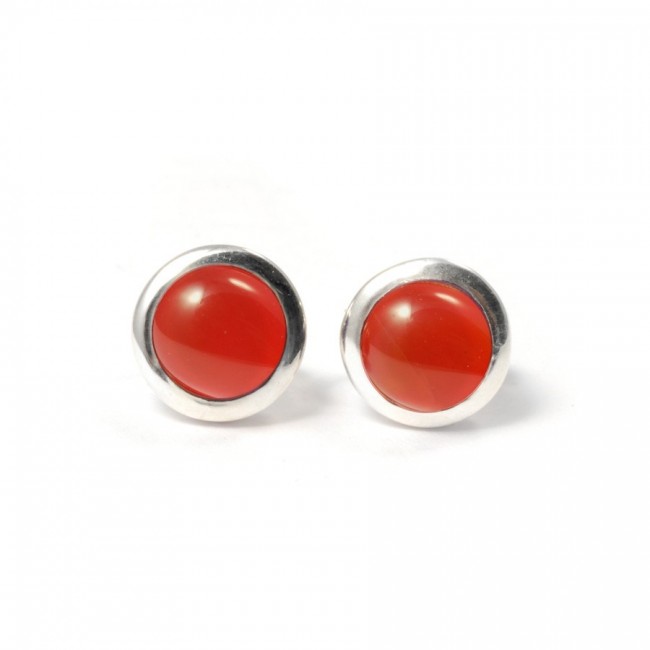 Round Indian Gemstone Studs - Silver Jewellery - Boutique Nirvana