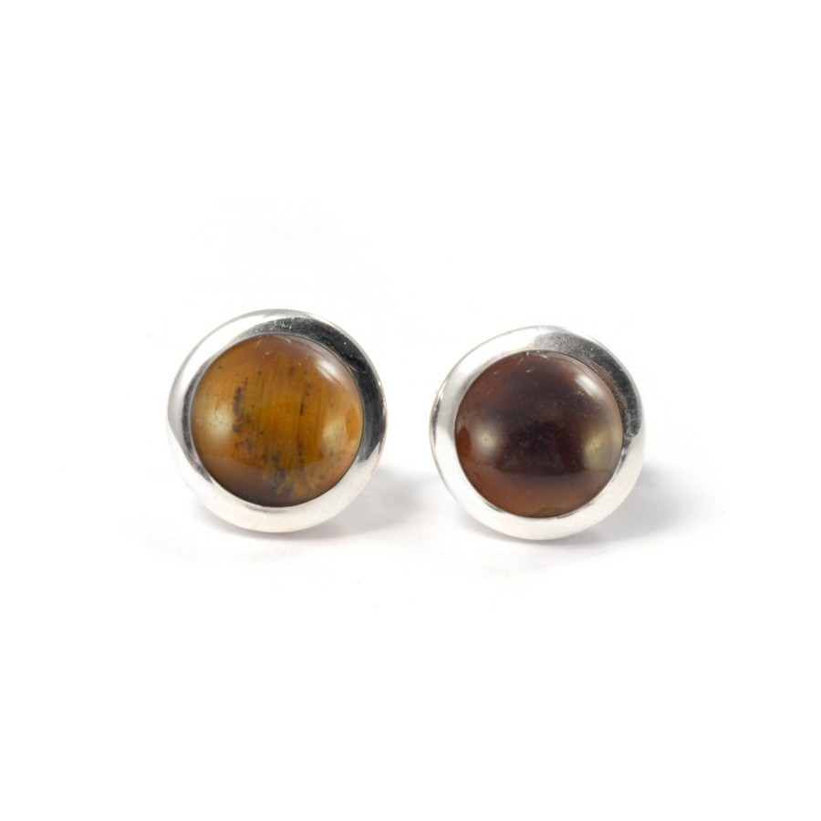 Round Indian Gemstone Studs - Silver Jewellery - Boutique Nirvana