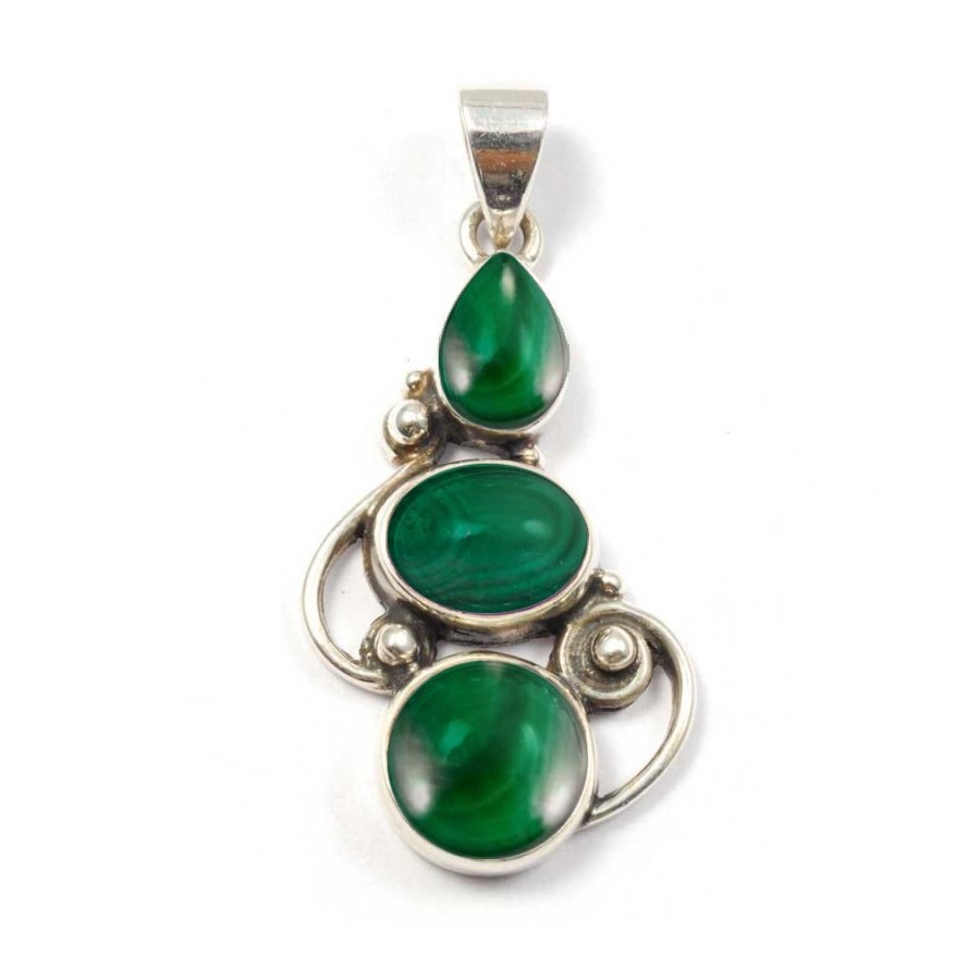 Silver Three-Stone Pendant - Silver Jewellery - Boutique Nirvana