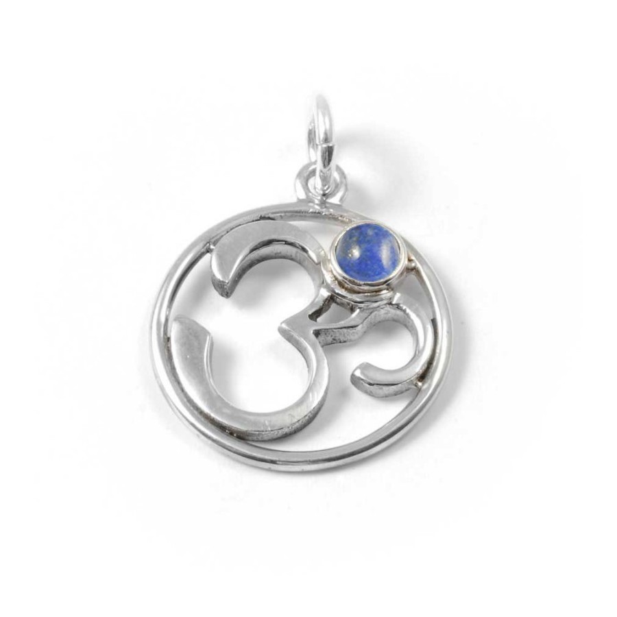 Om Pendant with Natural Stone - Silver Jewellery - Boutique Nirvana