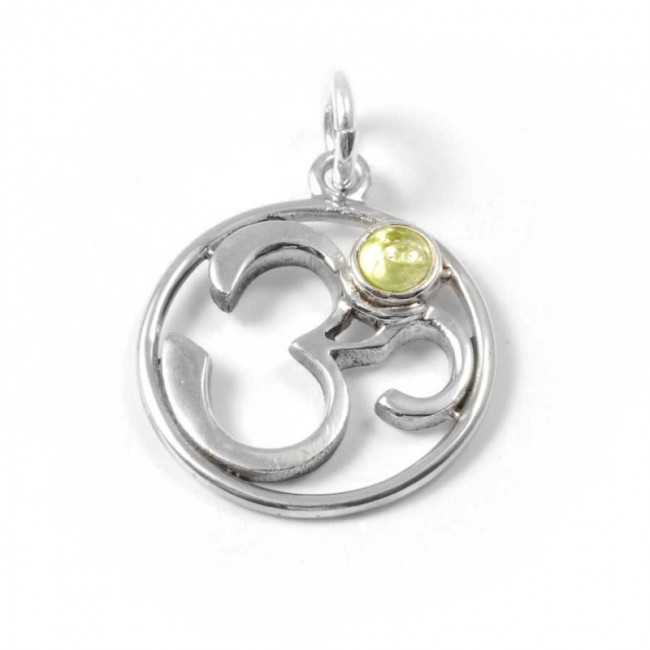 Om Pendant with Natural Stone - Silver Jewellery - Boutique Nirvana