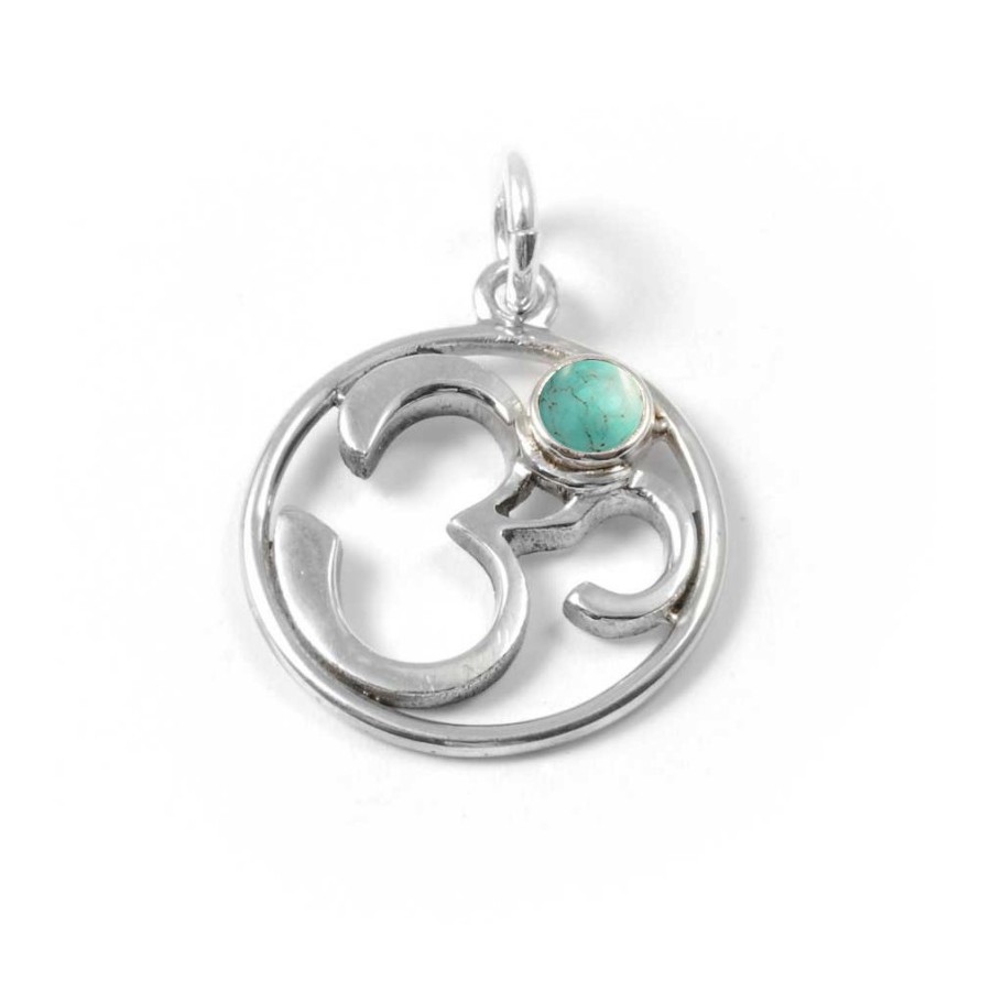 Om Pendant with Natural Stone - Silver Jewellery - Boutique Nirvana