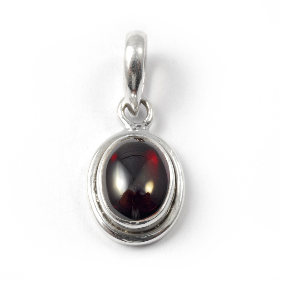 Petit pendentif argent pierre ovale - BIJOUX ARGENT - Boutique Nirvana