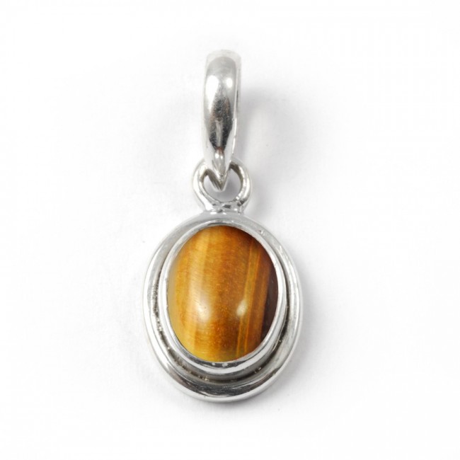 Petit pendentif argent pierre ovale - BIJOUX ARGENT - Boutique Nirvana