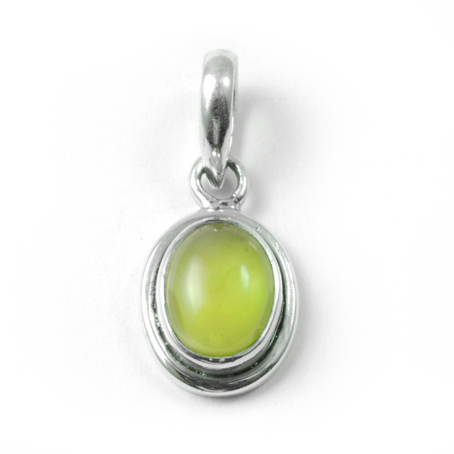 Petit pendentif argent pierre ovale - BIJOUX ARGENT - Boutique Nirvana