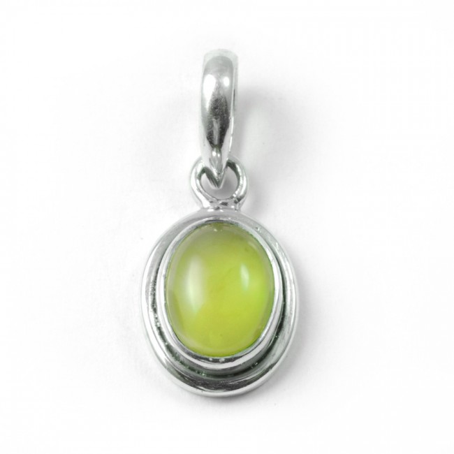 Petit pendentif argent pierre ovale - BIJOUX ARGENT - Boutique Nirvana