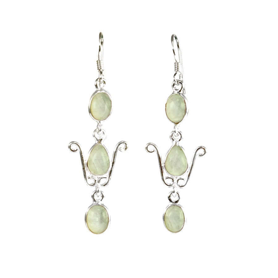 Elegant Three-Stone Drop Earrings - Silver Jewellery - Boutique Nirvana