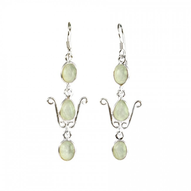 Elegant Three-Stone Drop Earrings - Silver Jewellery - Boutique Nirvana