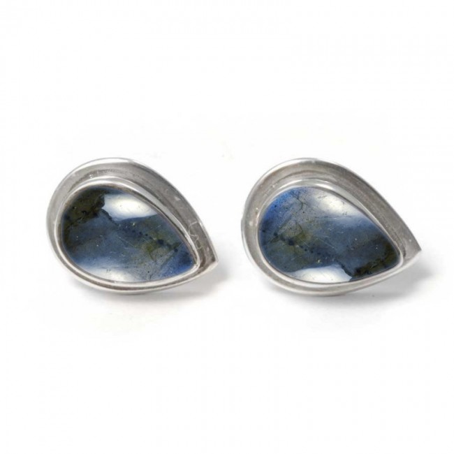 Boucles d'oreille pierre en goutte avec contour d'argent - BIJOUX ARGENT - Boutique Nirvana