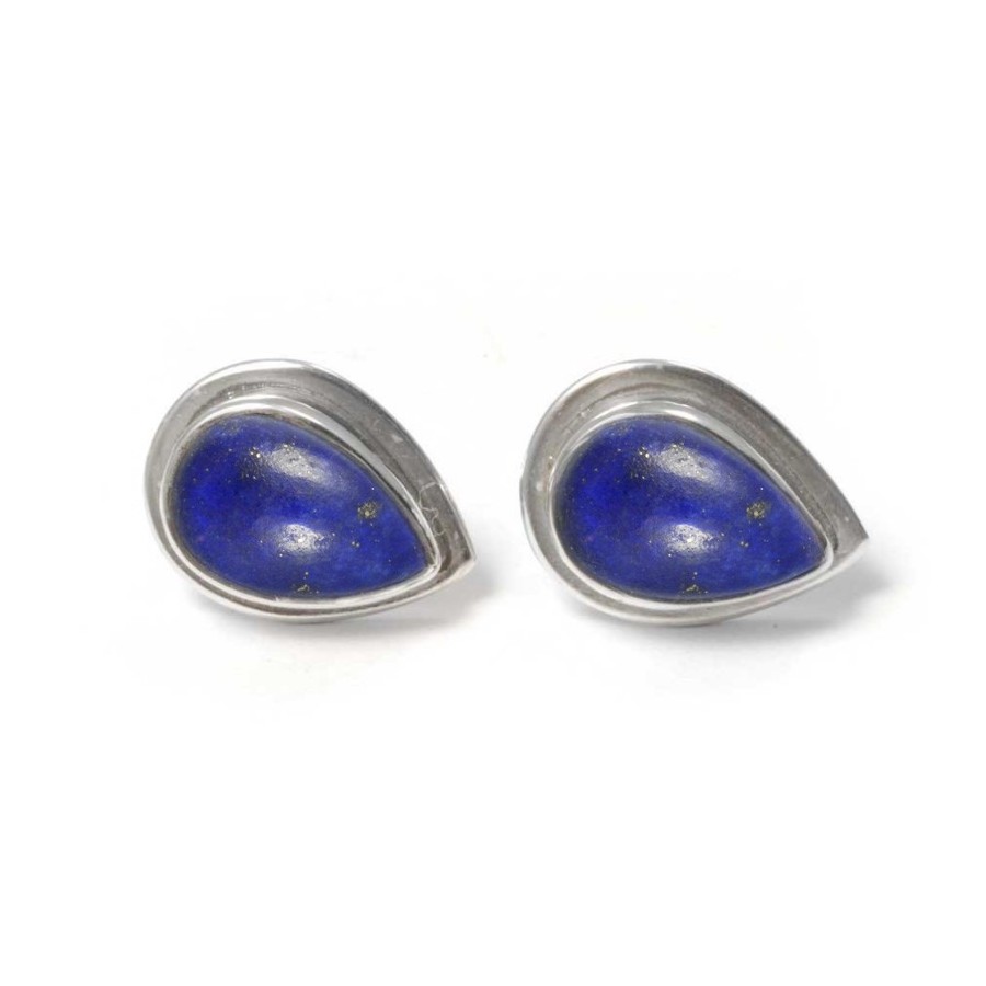 Teardrop Indian Gemstone Studs - Silver Jewellery - Boutique Nirvana