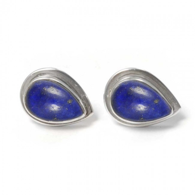 Teardrop Indian Gemstone Studs - Silver Jewellery - Boutique Nirvana