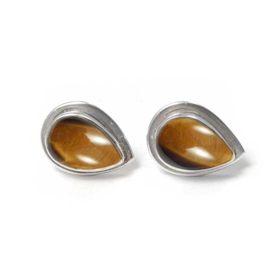 Teardrop Indian Gemstone Studs - Silver Jewellery - Boutique Nirvana