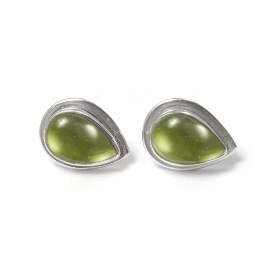 Teardrop Indian Gemstone Studs - Silver Jewellery - Boutique Nirvana