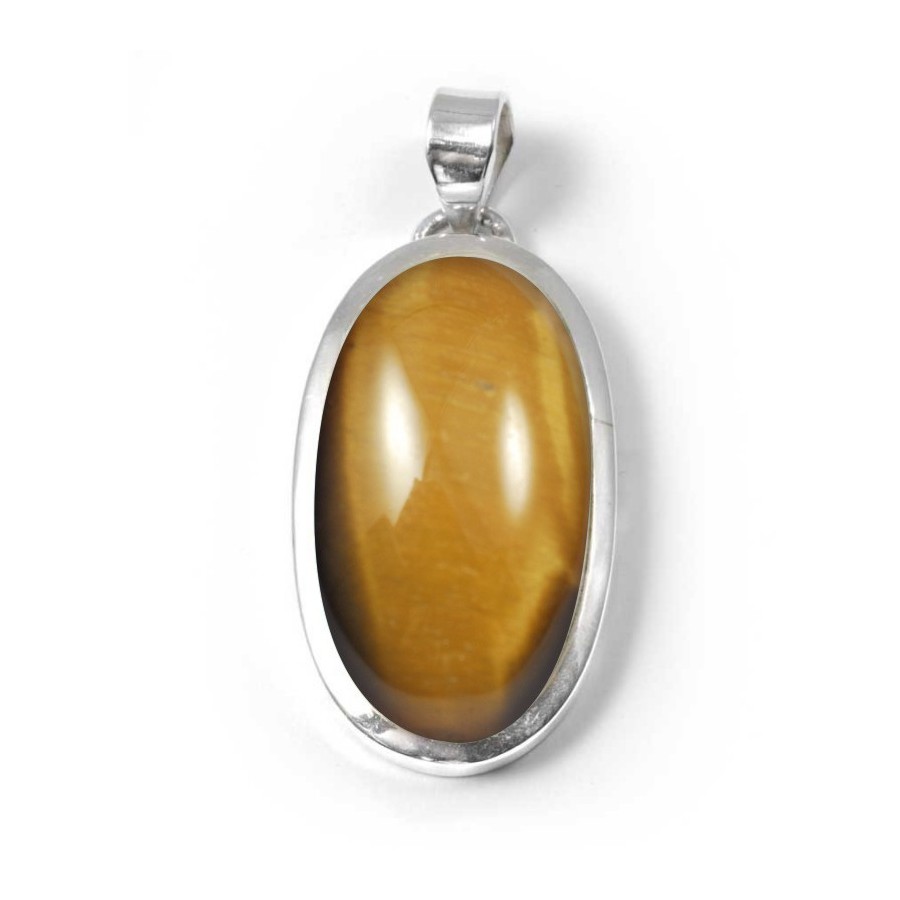 Grand pendentif épais et pierre ovale - BIJOUX ARGENT - Boutique Nirvana