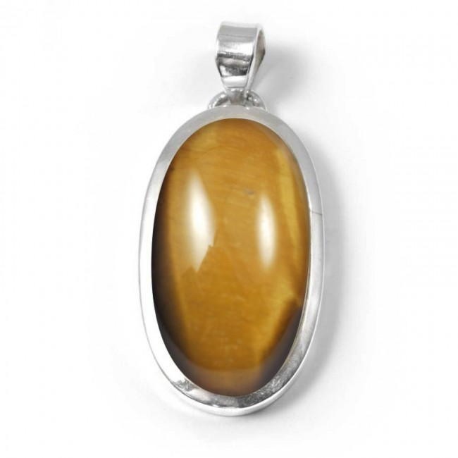 Grand pendentif épais et pierre ovale - BIJOUX ARGENT - Boutique Nirvana