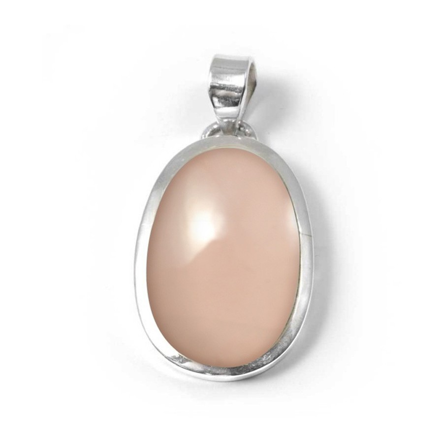 Grand pendentif épais et pierre ovale - BIJOUX ARGENT - Boutique Nirvana