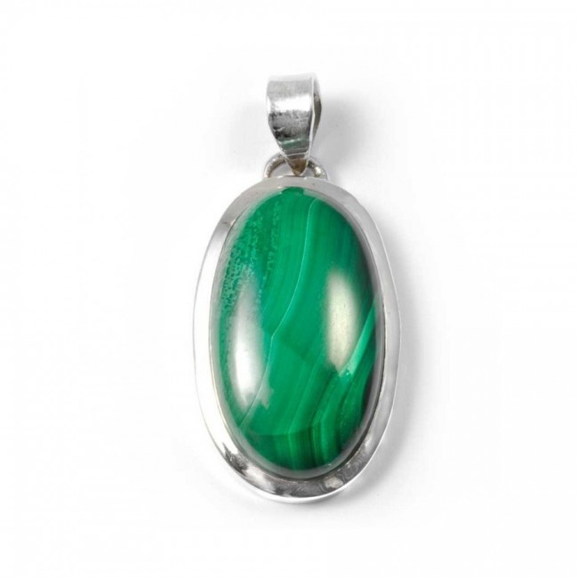 Pendentif épais et pierre ovale moyenne - Silver Jewellery - Boutique Nirvana