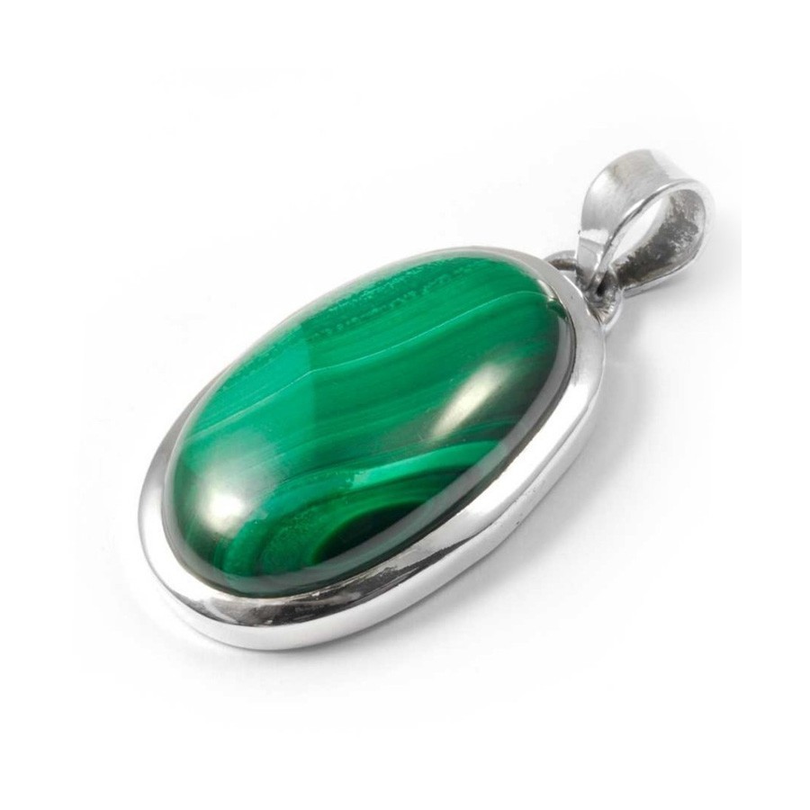 Pendentif épais et pierre ovale moyenne - Silver Jewellery - Boutique Nirvana