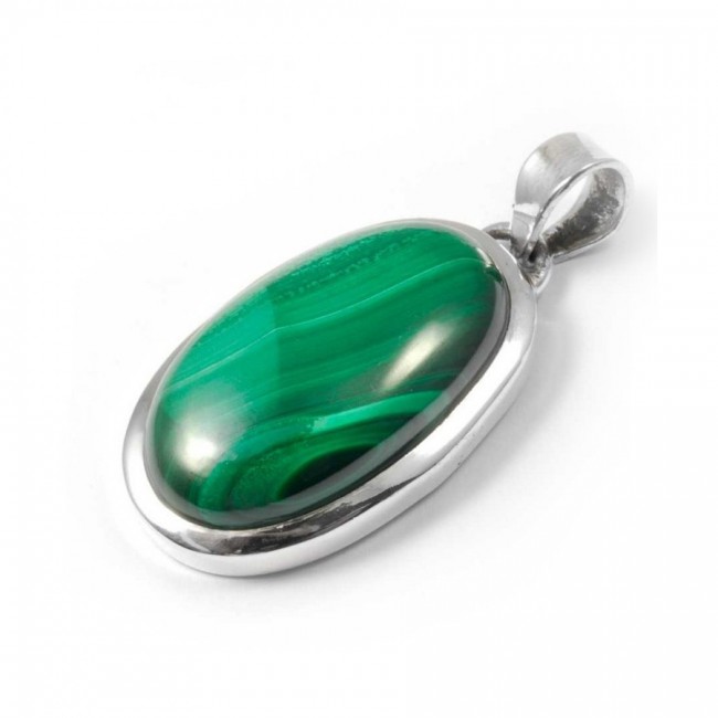 Pendentif épais et pierre ovale moyenne - Silver Jewellery - Boutique Nirvana