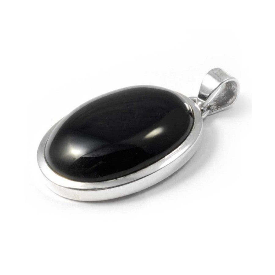 Pendentif épais et pierre ovale moyenne - Silver Jewellery - Boutique Nirvana