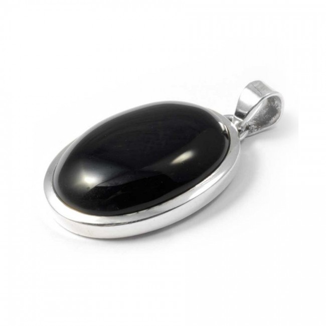 Pendentif épais et pierre ovale moyenne - Silver Jewellery - Boutique Nirvana